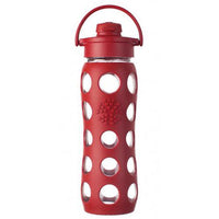 Lifefactory 22-Ounce Glass Water Bottle with Flip Cap & Silicone Sleeve - Red