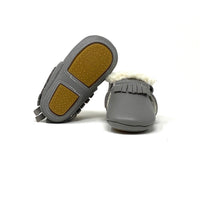 Milo Leather Moccasins Fur Steel  ميلو -حذاء أطفال مصنوع من الجلد الطبيعي صلب