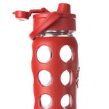 Lifefactory 22-Ounce Glass Water Bottle with Flip Cap & Silicone Sleeve - Red