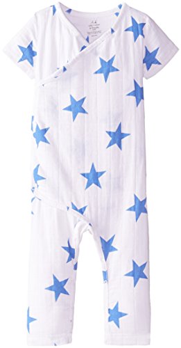 Aden & Anais Short-Sleeved Kimono One Piece Medium Blue Star عدن آند أنيس كيمونو قصيرة الأكمام قطعة واحدة نجمة زرقاء متوسطة