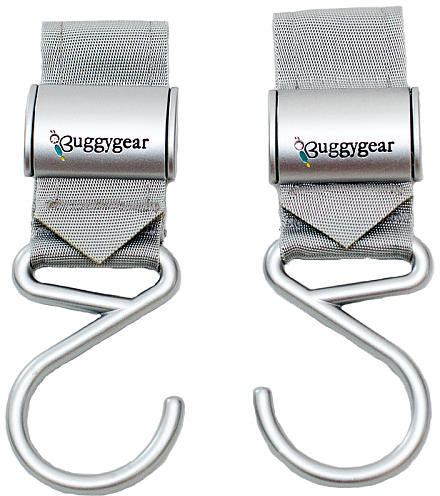 BuggyGear Boutique Stroller Hooks Set of 2 Silver Platinum حامل اكياس و الحقيبة لعربية الأطفال فضي